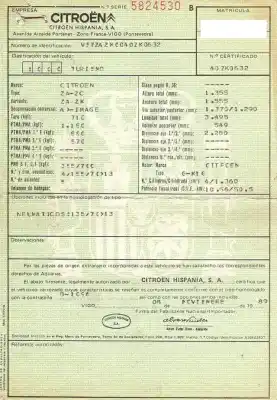 Veículo de Sucata citroen ax 1.4 g -k1g do ano 1989 alimentado g-k1g