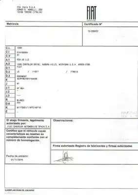 Утилизация автомобиля fiat freemont 2.0 jtd года 2016 питание 939b5000