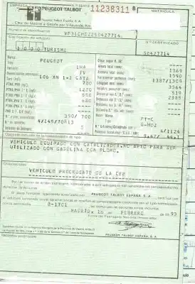 Veículo de Sucata peugeot 106 i (1a, 1c) 1.1 do ano 1993 alimentado hdz (tu1m)