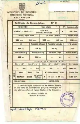 Scrapping Vehicle renault 12 0.7 g of the year 1972 powered 4tiempos