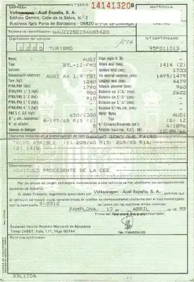 Утилизация автомобиля audi a4 b5 (8d2) 1.9 tdi года 1995 питание 1z,ahh,ahu
