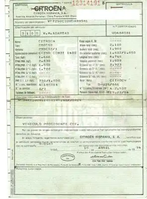 Vehicul casat citroen c25 furgón (280_, 290_) 2.5 d al anului 1994 alimentat crd93l (u25/661)