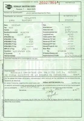 Veículo de Sucata nissan almera i hatchback (n15) 1.4 do ano 1999 alimentado ga14de