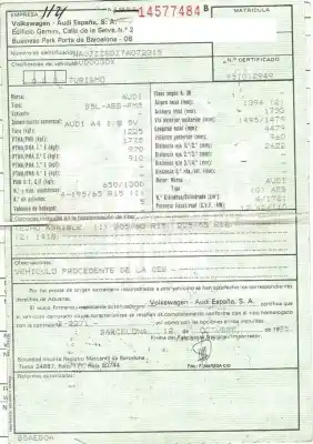 Утилизация автомобиля audi a4 1.8 g 4p года 1995 питание g-aeb