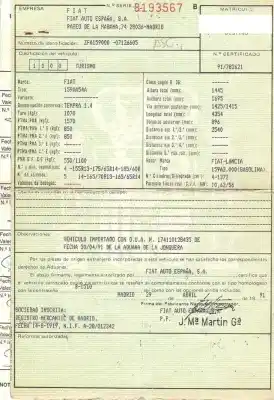 Veículo de Sucata fiat tempra 1.4 g do ano 1991 alimentado 159a2.000
