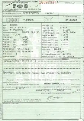 Утилизация автомобиля rover 200 ii fastback (rf) 220 d/sd года 1997 питание 20 t2r