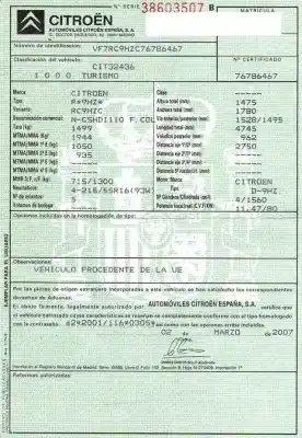 Scrapping Vehicle citroen                                            c5 ii (rc_)                                                                                                                                                                                                                                                1.6 hdi (rc8hzb)                                                                                                                                                                                                                                           of the year 2007 powered 9hy (dv6ted4),9hz (dv6ted4)