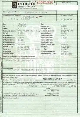 Veículo de Sucata peugeot 406 (8b) 2.0 hdi 110 do ano 2000 alimentado rhz (dw10ated)