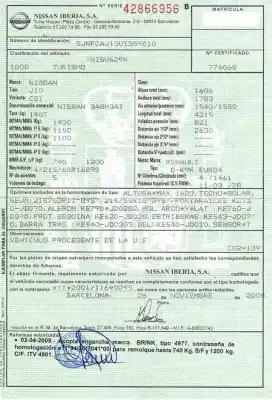Здавання транспортного засобу nissan qashqai / qashqai +2 i (j10, nj10, jj10e) 1.5 dci року 2009 потужний d-k9k euro4