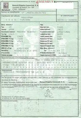 Утилизация автомобиля renault scénic ii (jm0/1_) 1.5 dci (jm1e, jm16) года 2007 питание d/k9k p7