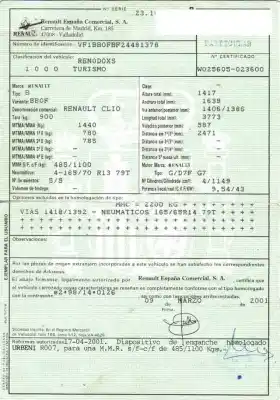 Scrapping Vehicle renault clio 1.1 g of the year 2001 powered g/d7f g7