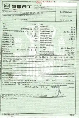 Veicolo di demolizione seat cordoba (6k1, 6k2) 1.4 16v dell'anno 2002 alimentato ape,aua
