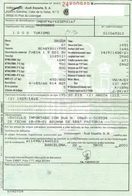 Утилизация автомобиля skoda fabia i (6y2) 1.9 sdi года 2001 питание asy
