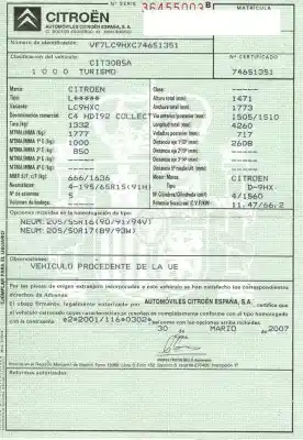 Veículo de Sucata citroen c4 1.6 td hdi-9hx5p do ano 2007 alimentado d-9hx