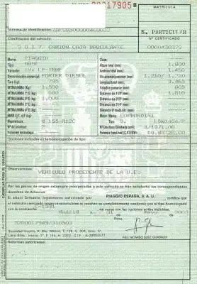 Veicolo di demolizione piaggio porter caja/chasis 1.4 d dell'anno 2003 alimentato ldw14047p