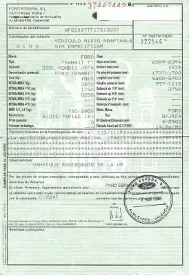 Scrapping Vehicle ford transit 2.4 d of the year 2007 powered d-jxfa