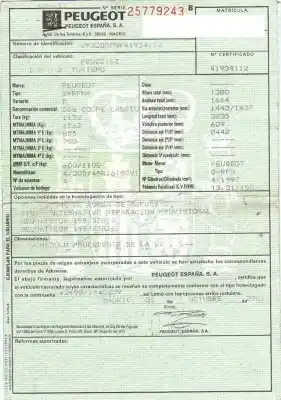 Veículo de Sucata peugeot 206 cc (2d) 2.0 s16 do ano 2001 alimentado rfn (ew10j4)