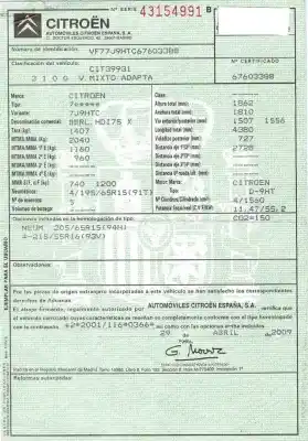 Scrapping Vehicle citroen berlingo multispace (b9) 1.6 hdi 75 16v of the year 2009 powered d-9ht