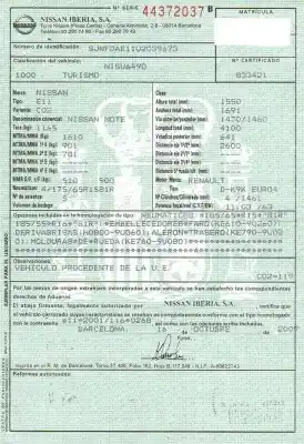 Veículo de Sucata nissan note (e11, ne11) 1.5 dci do ano 2009 alimentado k9k 276,k9k 400