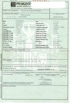 Veículo de Sucata peugeot 307 2.0 hdi -rhy do ano 2003 alimentado d-rhy