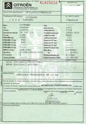 Утилизация автомобиля citroen c4 i (lc_) 1.4 16v года 2008 питание kfu (et3j4)