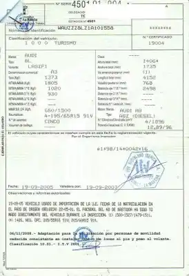 Veículo de Sucata audi a3 1.9 tdi -asz do ano 2001 alimentado d-asz