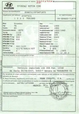 Veículo de Sucata hyundai getz (tb) 1.5 crdi do ano 2008 alimentado d4fa