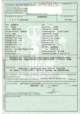 Утилизация автомобиля daewoo                                             matiz (m100, m150)                                                                                                                                                                                                                                         0.8                                                                                                                                                                                                                                                        года 2004 питание f8cv