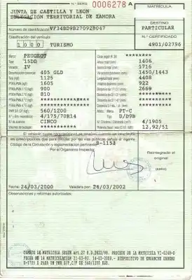 Sloopvoertuig peugeot 405 1.9 d van het jaar 1993 aangedreven d/d9b