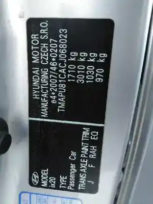 Veículo de Sucata hyundai ix20 (jc) 1.4 do ano 2012 alimentado g4fa