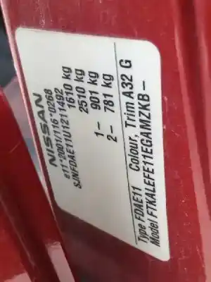 Veículo de Sucata nissan note (e11, ne11) 1.5 dci do ano 2007 alimentado k9k276