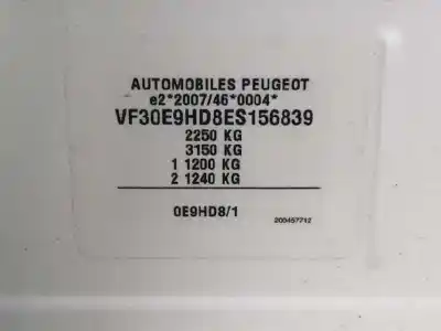 Veículo de Sucata peugeot 5008 1.6 hdi fap do ano 2014 alimentado 9h05