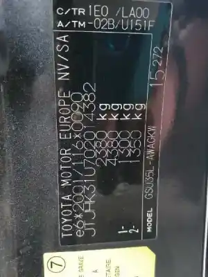 Veículo de Sucata lexus rx 3.5 v6 cat do ano 2006 alimentado 2grfe