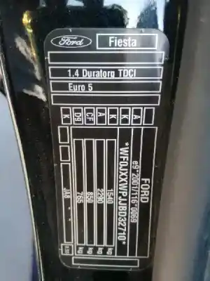 Sloopvoertuig ford fiesta vi (cb1, ccn) 1.4 tdci van het jaar 2011 aangedreven kvja