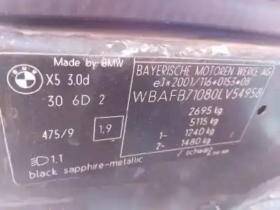 Veicolo di demolizione bmw x5 (e53) 3.0 turbodiesel cat dell'anno 2004 alimentato 306d2