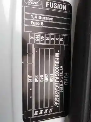 Утилизация автомобиля ford fusion (cbk) 1.4 16v cat года 2012 питание fxjc