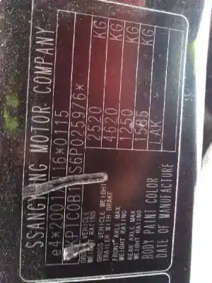 Veículo de Sucata ssangyong actyon i 200 xdi 4wd do ano 2007 alimentado d20dt