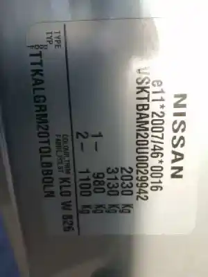 Veículo de Sucata nissan note (e11, ne11) 1.5 dci do ano 2011 alimentado k9k400