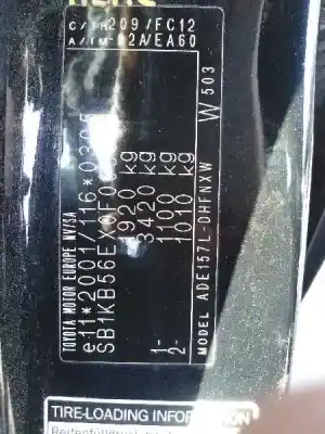 Veículo de Sucata toyota auris 2.2 d-cat do ano 2007 alimentado 2ad