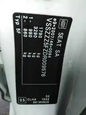 Scrapping Vehicle seat leon (5f1) 1.6 tdi of the year 2013 powered clha