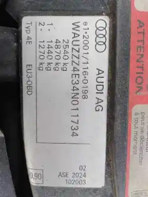 Vehicul casat audi a8 (4e2) 4.0 v8 32v tdi biturbo cat (ase) al anului 2003 alimentat ase