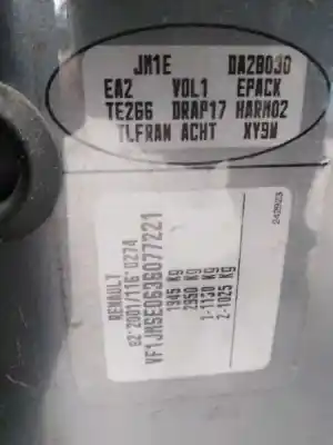 Sloopvoertuig renault scenic ii 1.5 dci diesel van het jaar 2006 aangedreven k9k732