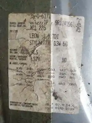 Veicolo di demolizione seat leon (1p1) 1.9 tdi dell'anno 2009 alimentato bls