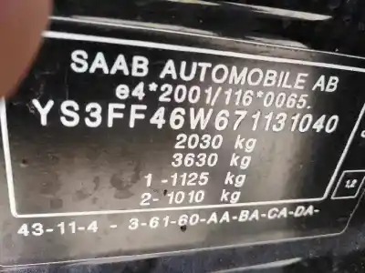 Veicolo di demolizione saab 9-3 (ys3f, e79, d79, d75) 1.9 tid dell'anno 2008 alimentato z19dth