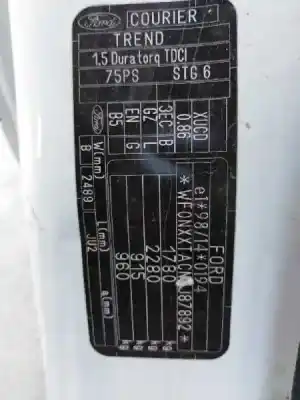 Scrapping Vehicle ford transit courier b460 monospace 1.5 tdci of the year 2017 powered xucd