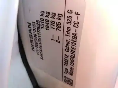 Veículo de Sucata nissan note (e12) 1.2 do ano 2016 alimentado hr12