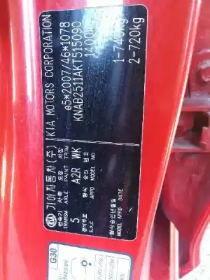 Veículo de Sucata kia picanto iii (ja) 1.0 do ano 2019 alimentado g3la