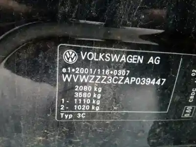 Veículo de Sucata volkswagen passat b6 (3c2) 2.0 tdi do ano 2010 alimentado cbdc