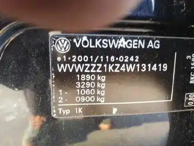 Veículo de Sucata volkswagen golf v berlina (1k1) 1.9 tdi do ano 2004 alimentado bkc