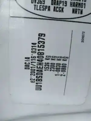 Veículo de Sucata dacia sandero 1.4 cat do ano 2009 alimentado k7j710